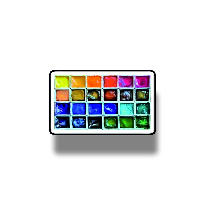 Insigna din lemn cu brosa Colors, multicolor, 3 cm