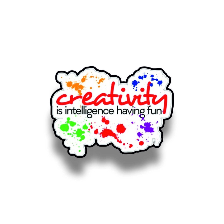 Insigna din lemn cu brosa Creativity, multicolor, 3 cm