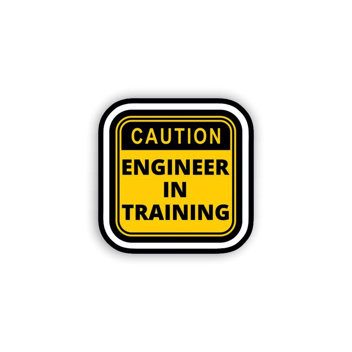 Insigna din lemn cu brosa Caution engineer, multicolor, 3 cm -