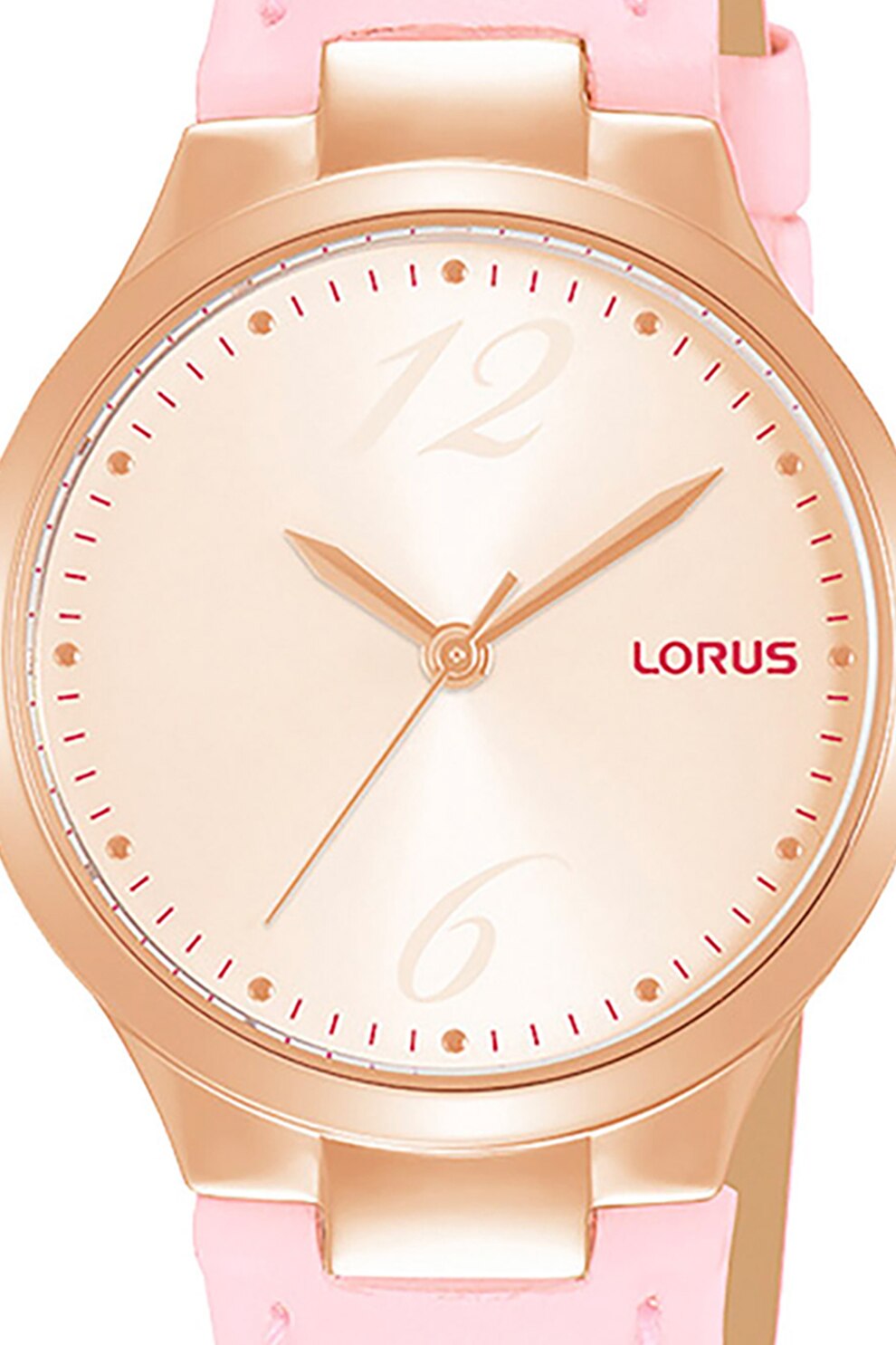 Lorus, Часовник с кожена каишка, Rose Gold, Пастелнорозов