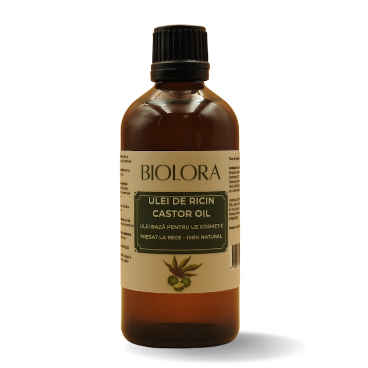 Ulei de Ricin(Castor Oil) Biolora, presat la rece, 100% natural, uz cosmetic, pentru ingrijirea pielii si parului, 100 ml