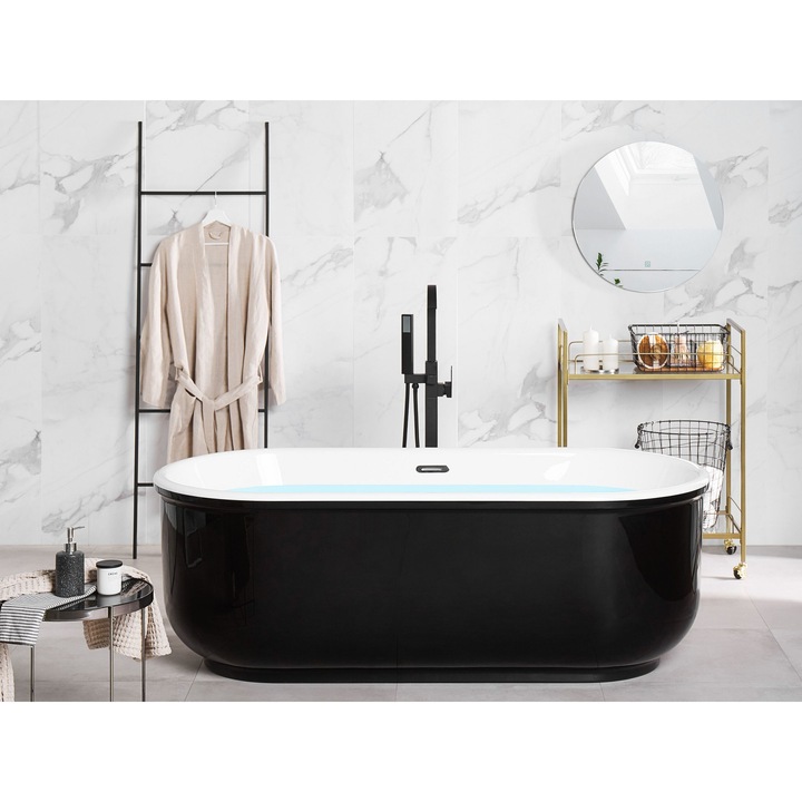 Fekete szabadon álló fürdőkád 170 x 80 cm PINEL