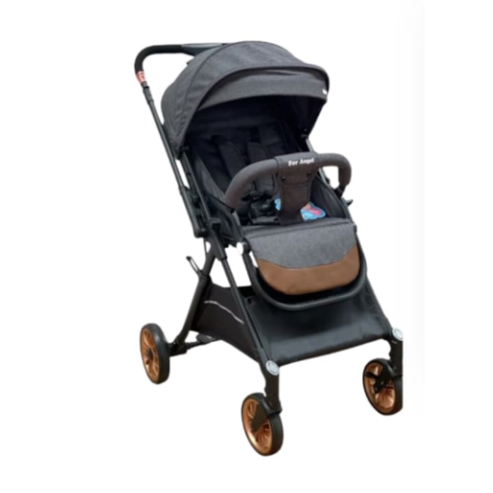 Carucior sport cu pliere troler, maner reversibil, Angel, Negru