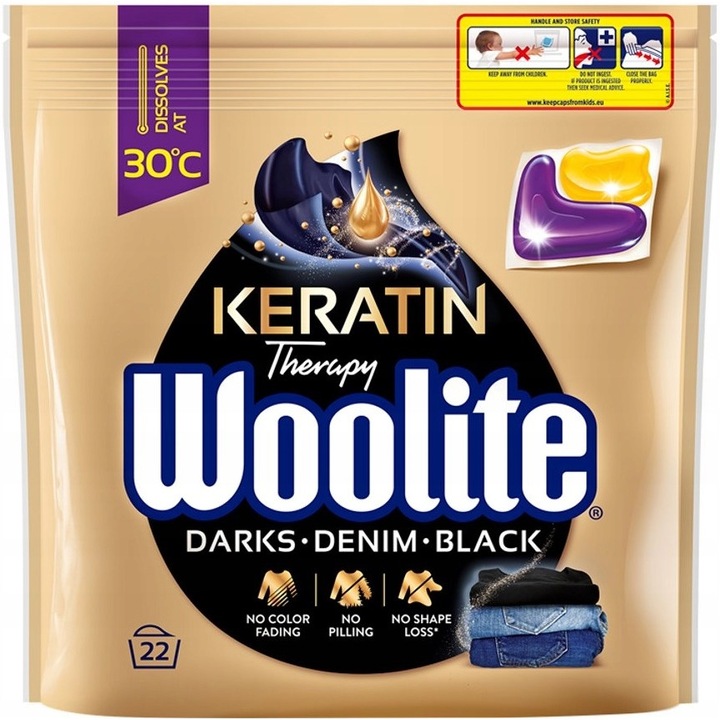 Прах за пране на капсули, Wooline, За черни дрехи, 22 бр