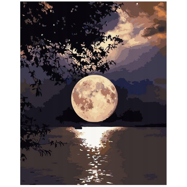 Set pictura pe numere - panza pe rama lemn 40x50 cm, GALAXIA® PBN1070, 3 pensule si vopsea acrilica