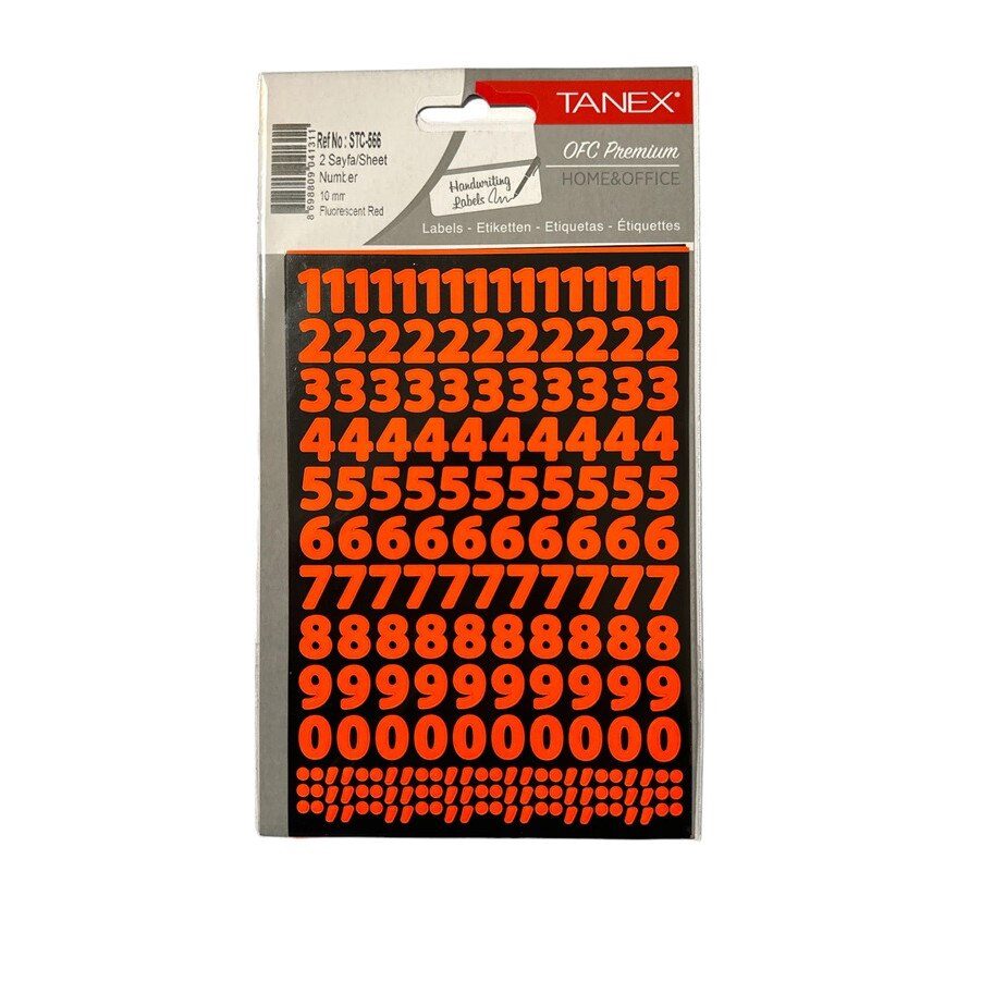 Set 2 abtibilduri, 362 stickere, model Cifre mici, Rosu neon ...