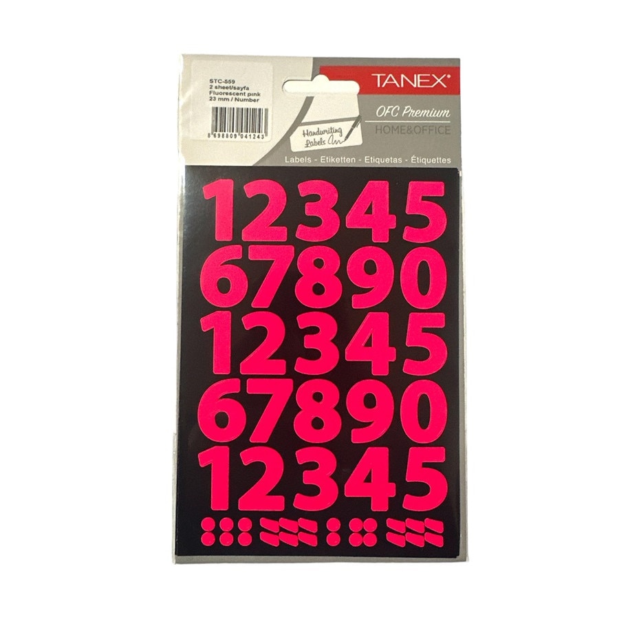 Set 2 abtibilduri, 74 stickere, model Cifre, Roz neon, autoadezive ...