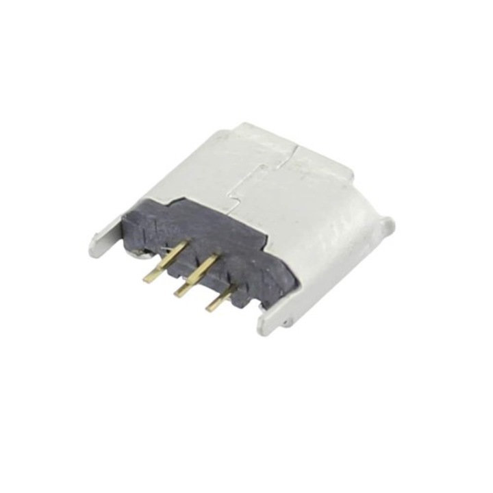Conector micro USB, vertical, 5 pini, USB 2.0, contacte aurite, 503230