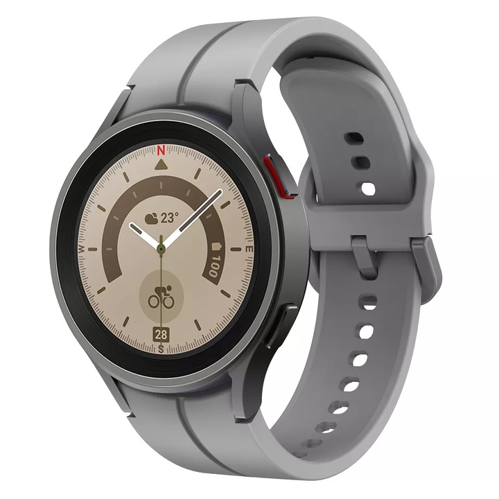 Curea din silicon MTP, compatibila Samsung Galaxy Watch 5/5 Pro, Silicon Neted, Telescoape Quick Release, Gray
