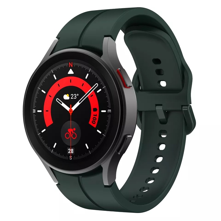 Curea din silicon MTP, compatibila Samsung Galaxy Watch 5/5 Pro, Silicon Neted, Telescoape Quick Release, Army Green