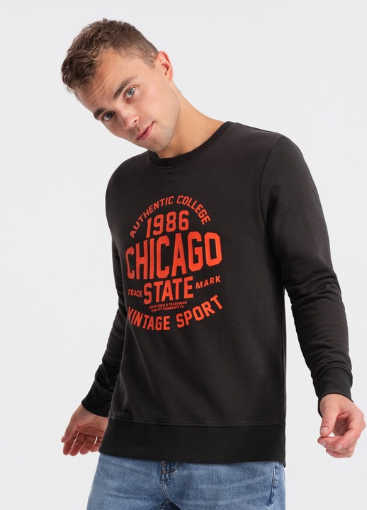 Мъжка блуза OMBRE OM-SSPS-0154, Без качулка, Без цип, Кафяв