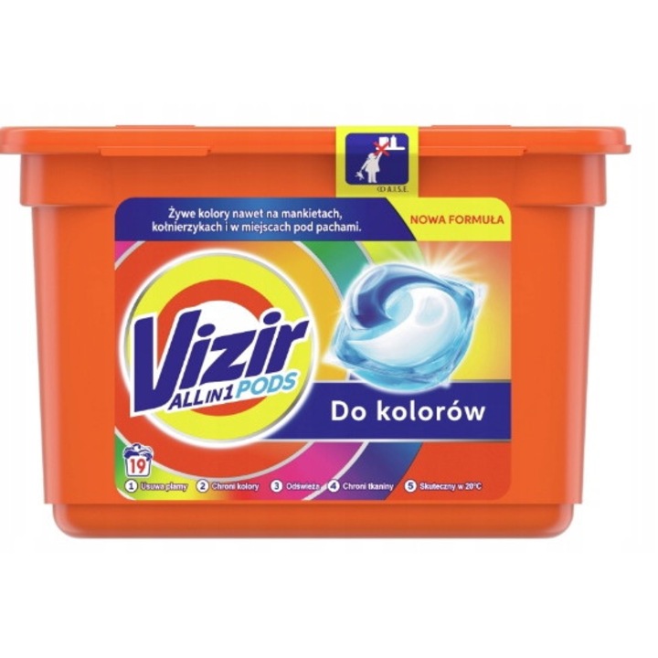 Прах за пране на капсули Vizir За цветни дрехи 19 бр