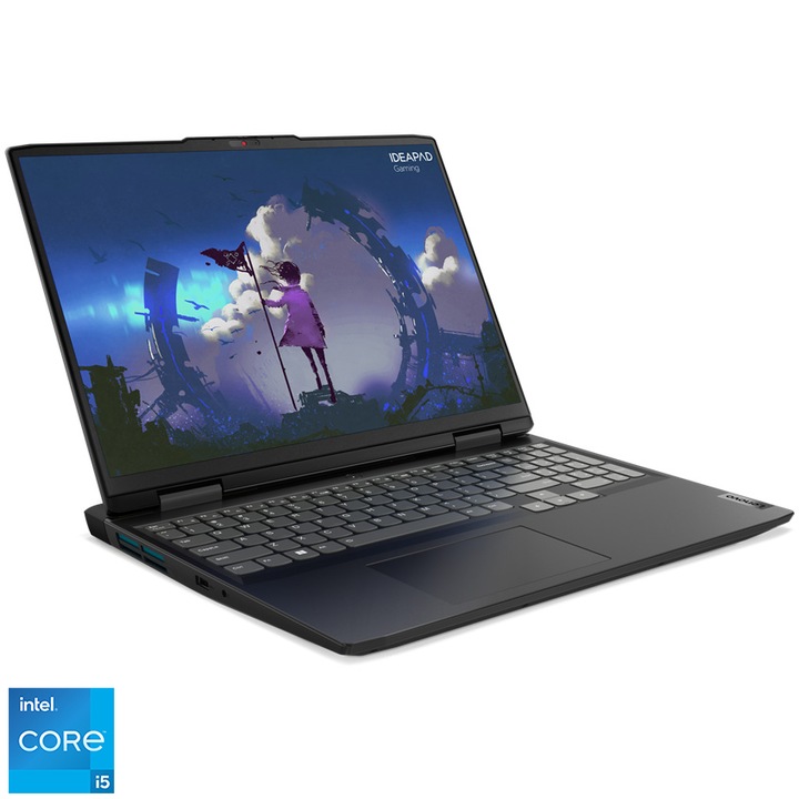 Lenovo IdeaPad Gaming 3 16IAH7 16" WUXGA laptop, Intel Core i5-12500H, 16GB, 512GB SSD, nVidia RTX 3050 Ti 4GB, EFI Shell, Magyar billentyűzet, Szürke