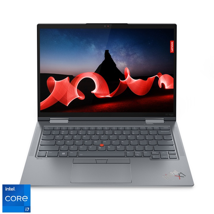 Лаптоп Lenovo ThinkPad X1 Yoga 8 14.0" WUXGA Touch, Intel Core i7-1355U, 16GB, 512GB SSD, Intel® Iris® Xe Graphics, Windows 11 Pro, унгарска клавиатура, сив