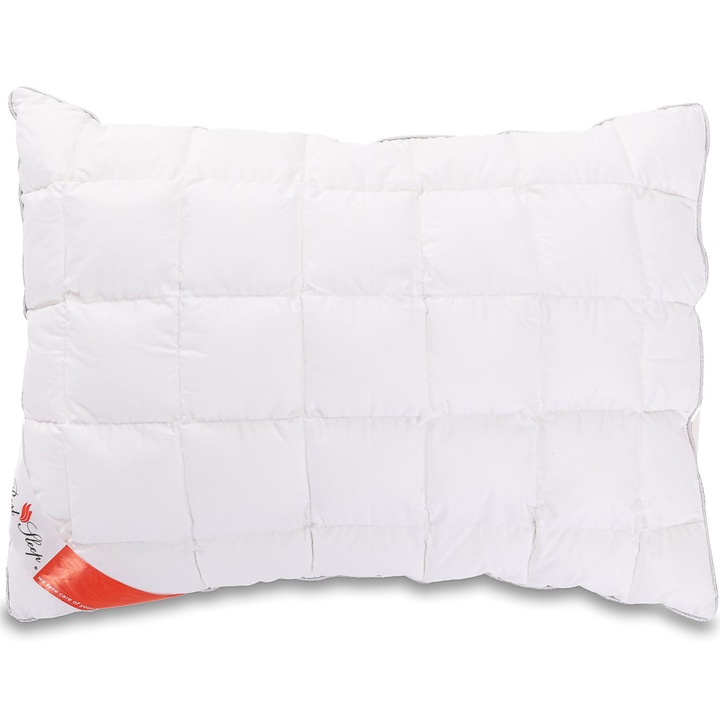 Perna matlasata Silver Best Sleep, 50x70x20 cm, umplutura fibre poliester siliconizate, bumbac 100%, fermitate medie-moale, alb