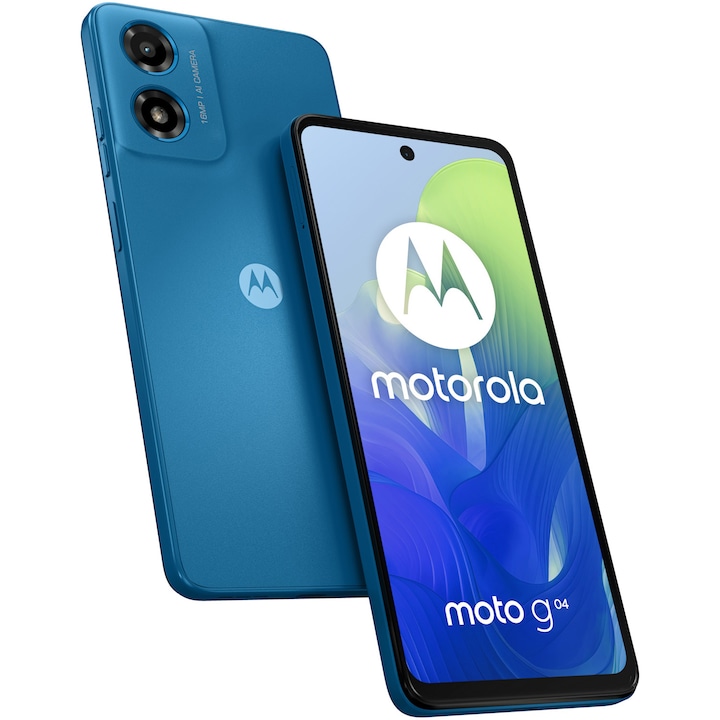 Telefon mobil Motorola Moto g04, Dual SIM, 4GB RAM, 64GB, Satin Blue