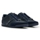 BOSS, Pantofi sport low-cut cu garnituri din piele intoarsa, Albastru ultramarin