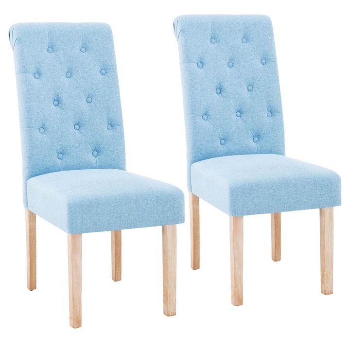 2 db kárpitozott szék szett, Fromm&Starck, Szövet/Szivacs/Fa, 180kg, Kék/Natúr