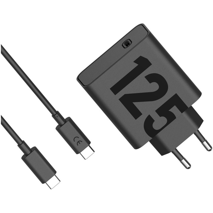 Motorola TurboPower 125W GaN hálózati töltő, USB Type-C port, USB Type-C kábel mellékelve (6,5A), fekete