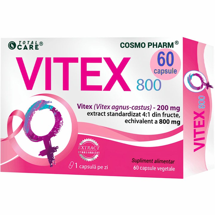 Supliment Vitex 800 (Vitex agnus-castus), pentru Menopauza si Premenopauza, 60cps, CosmoPharm