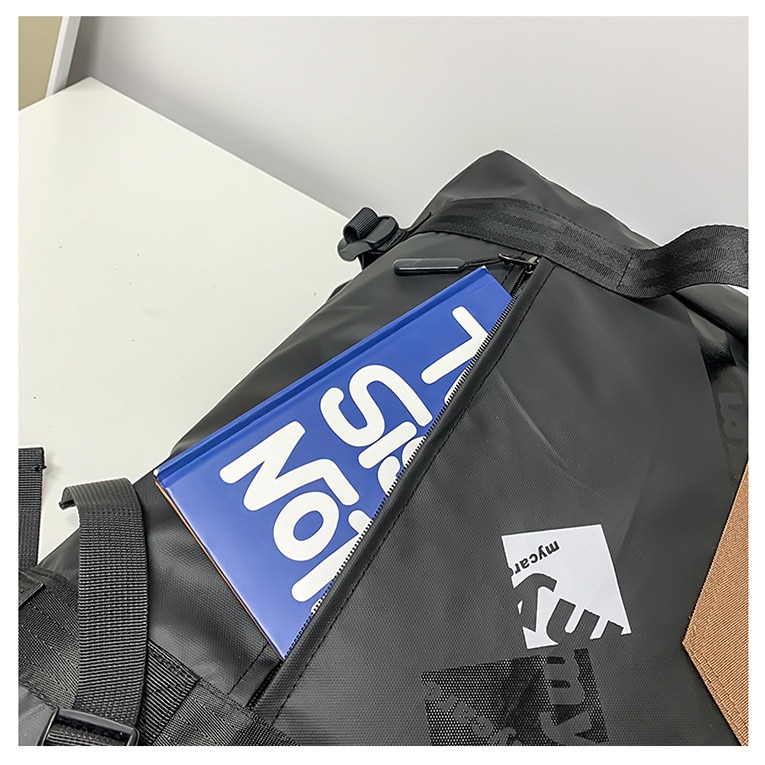 Rucsac pentru laptop, Dollcini, Nylon, impermeabil, rezistent la zgarieturi, Negru/Maro