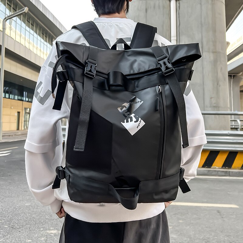 Rucsac pentru laptop, Dollcini, Nylon, impermeabil, rezistent la zgarieturi, Negru/Maro