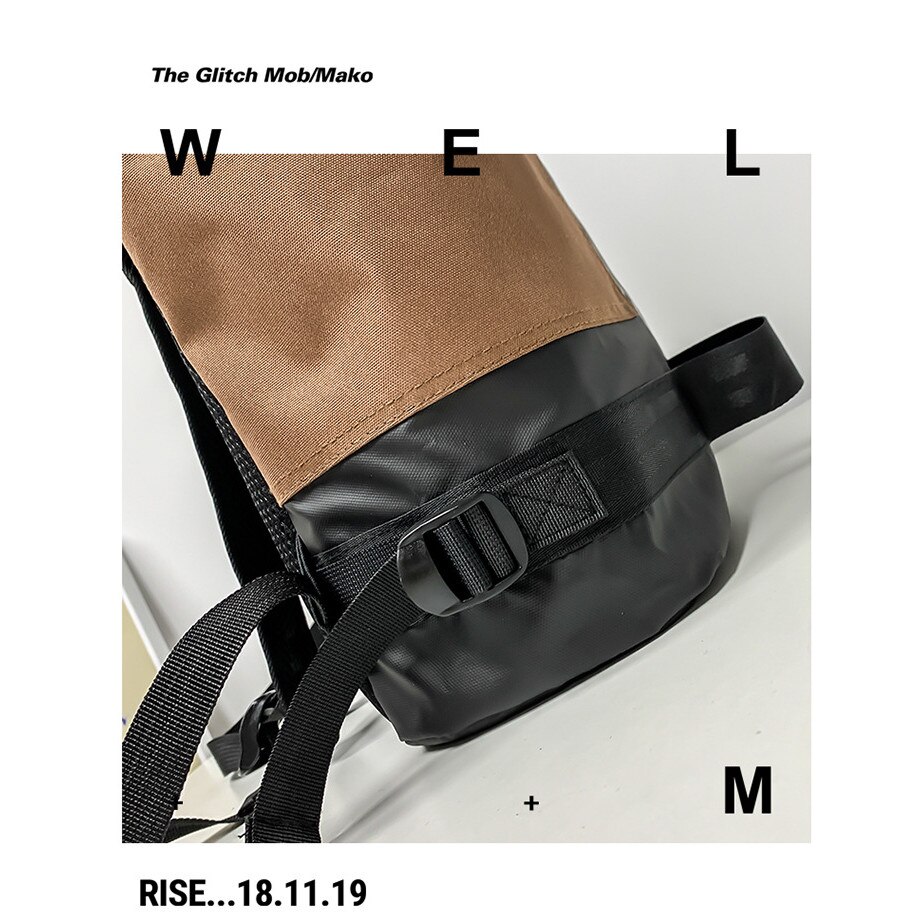 Rucsac pentru laptop, Dollcini, Nylon, impermeabil, rezistent la zgarieturi, Negru/Maro