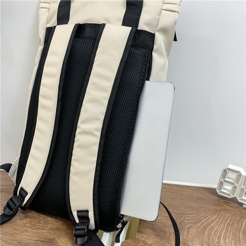 Geanta pentru laptop, Dollcini, Nylon, pentru laptop de 15.6 inch, Alb/Negru