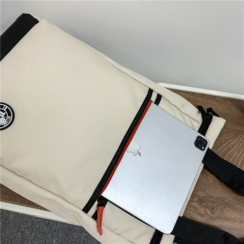 Geanta pentru laptop, Dollcini, Nylon, pentru laptop de 15.6 inch, Alb/Negru
