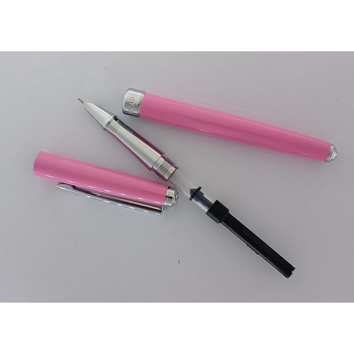 Stilou metalic Ecada, penita ascunsa, roz