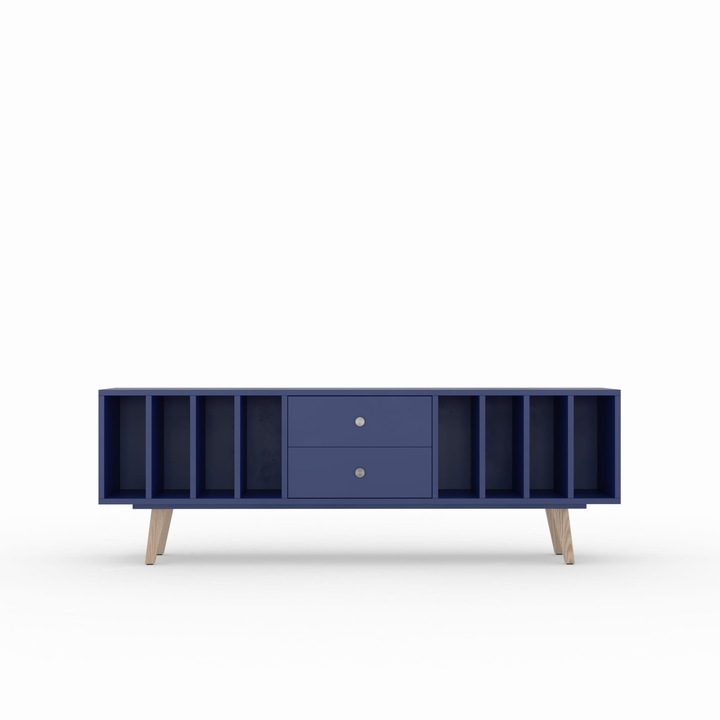 Comoda TV Nolana, Stipa, 170 x 56 x 43, lacuit NCS 4550r70b Astronaut Albastru