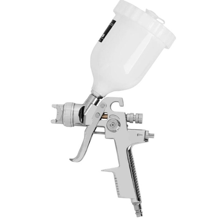 Pistol de vopsit, MSW, Otel inoxidabil, 600 ml, 3.5-5 bar, 3 duze, Multicolor