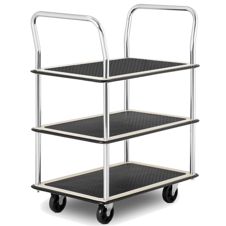 Carucior transport, MSW, Otel/Cauciuc, 72 x 43 cm, Argintiu/Negru