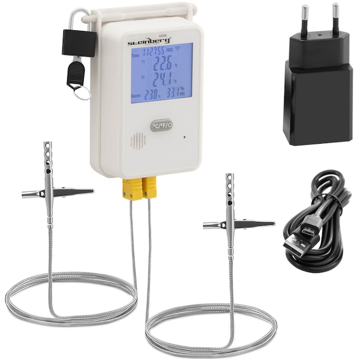 Термохигрометър Steinberg Systems SBS-MMF-100, LCD, USB, Wi-Fi, -50-350°C, IP54