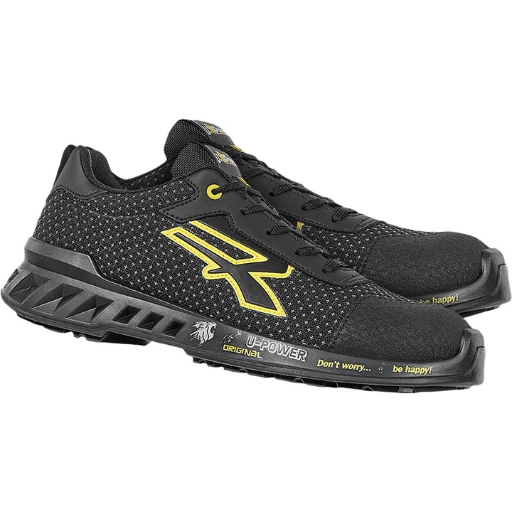 Bocanci protectia muncii, U-Power, Piele ecologica, Negru/Galben, 41 EU