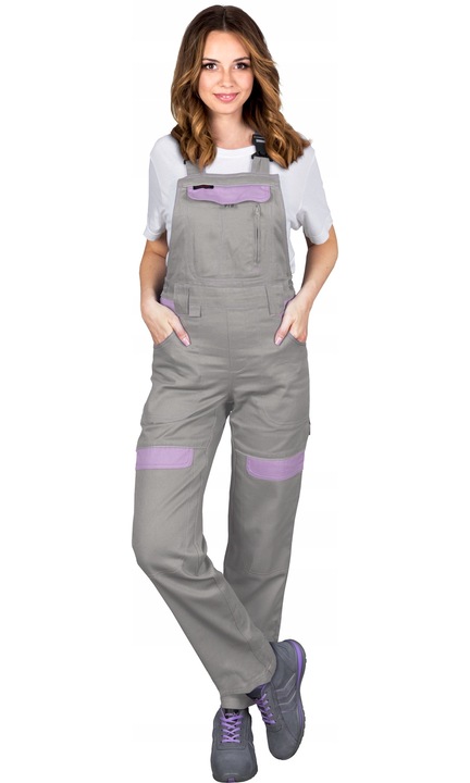 Salopeta de lucru pentru femei, Reis, CORTON, gri, marimea 42, cu multiple buzunare si elemente reflectorizante