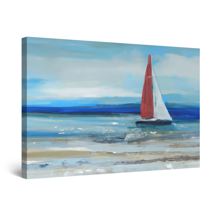 Tablou DualView Startonight Plaja Rosie Alb Albastra, luminos in intuneric, 60 x 90 cm