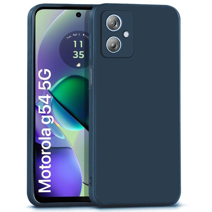 Szilikon TPU G-Tech folyékony tok, Motorola Moto G54 kompatibilis, szilikonból készült, sötétkék