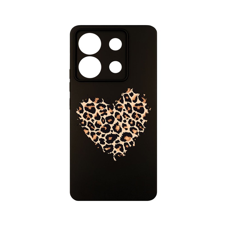 Husa BestCase® Premium Silicon, Compatibila Cu Xiaomi Redmi Note 13 Pro 5G, Leopard Heart, SLIM 1.2MM, Microfibra in interior, Antisoc, Protectie Camera, Margini ridicate pentru protectia ecranului, PB 761