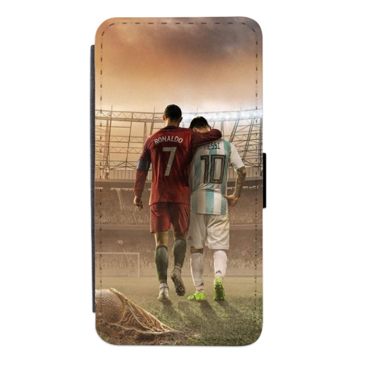 Personalized Swim Case book cover за Motorola Moto G8 Power Lite, модел Messi & Ronaldo, многоцветен, S2D1M069