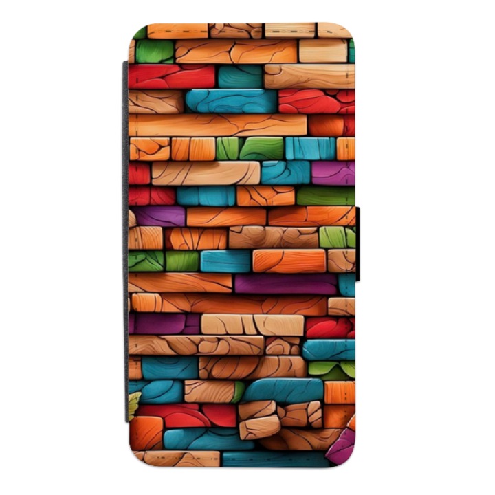 Husa personalizata tip carte HQ Print pentru Samsung Galaxy A50, model Rainbow Bricks, multicolor, S2D1M163