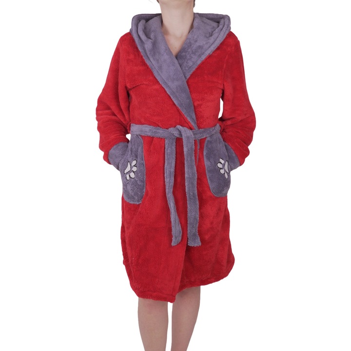 Дамски халат модел Mrs. B, MENZ®, Червен/Светло сив