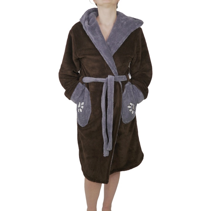 Halat baie dama, model Mrs. B, MENZ®, Maro/Gri deschis