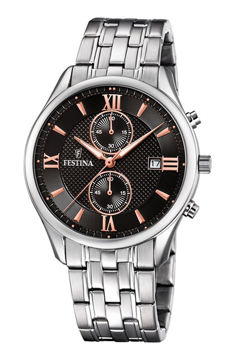 Festina, Timeless kronográfos rozsdamentes acélszíjas karóra, Ezüstszín