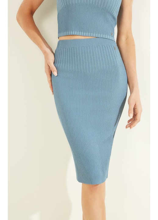 Fusta Dama, Guess, Logo, Cambrata, Albastru, M Albastru M INTL