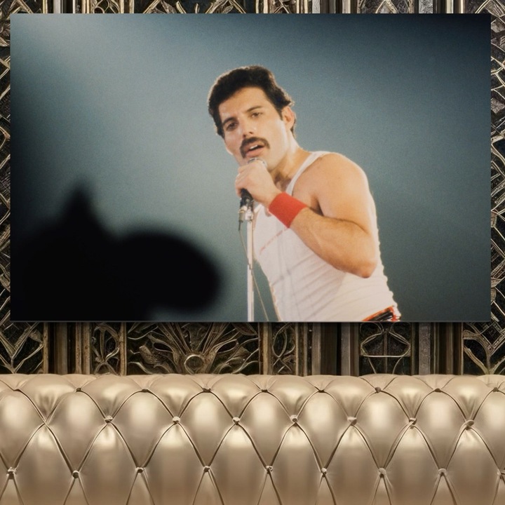 Премиум картина върху платно, LuxCanva® C1102, Крал Фреди, 100 X 155 см, 100% памучно платно 400 г/м2, дървена рамка, цветове, пеперуда, хол, бар, релаксация, ярки цветове