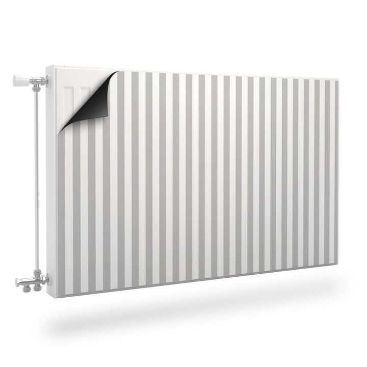 Magnet Muralo, decor radiator, verticale, dungi gri si albe 80 cm x 60 cm lamele