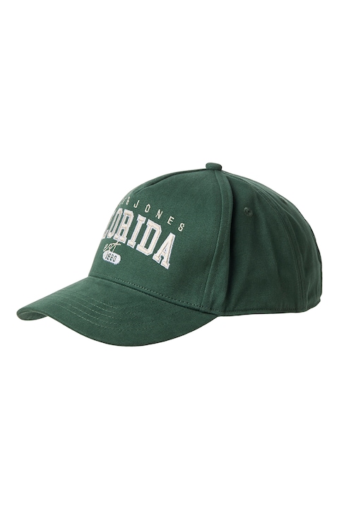 Jack & Jones, Бейзболна шапка с бродиран надпис, Тъмнозелен