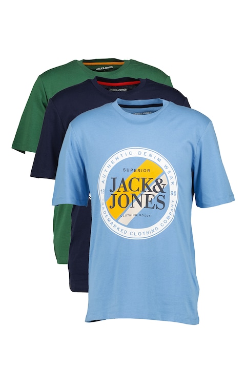 Jack & Jones, Тениски на лога - 3 броя, Бял/Зелен/Син