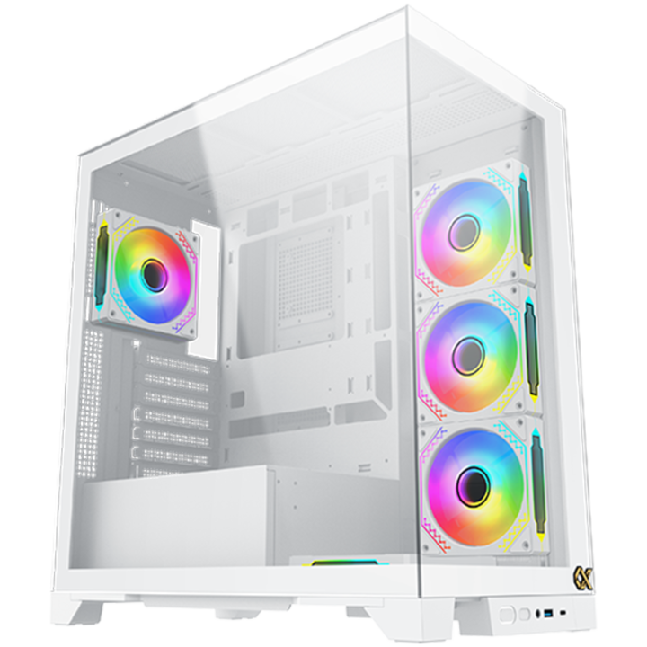 Számítógépház Endorphin Ultra Arctic EN41334 fehér, E-ATX/ATX/M-ATX/MINI ITX, USB-C X 1, HD AUDIO, elöl és bal oldalon varratmentes TG, 5 db M20A Arctic & Galaxy II ventilátorvezérlő készlet ENDORPHIN_ULTRA_ARCTIC